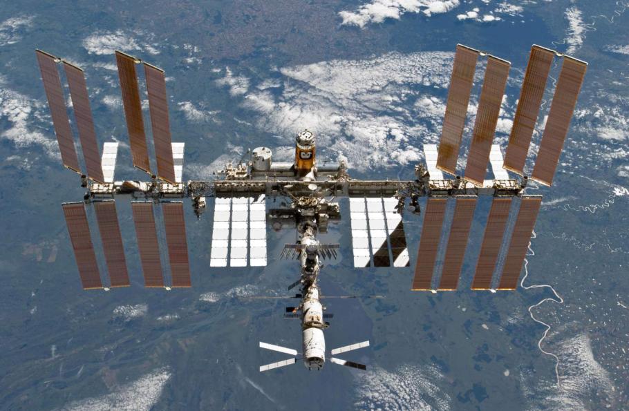 The International Space Station floats above Earth