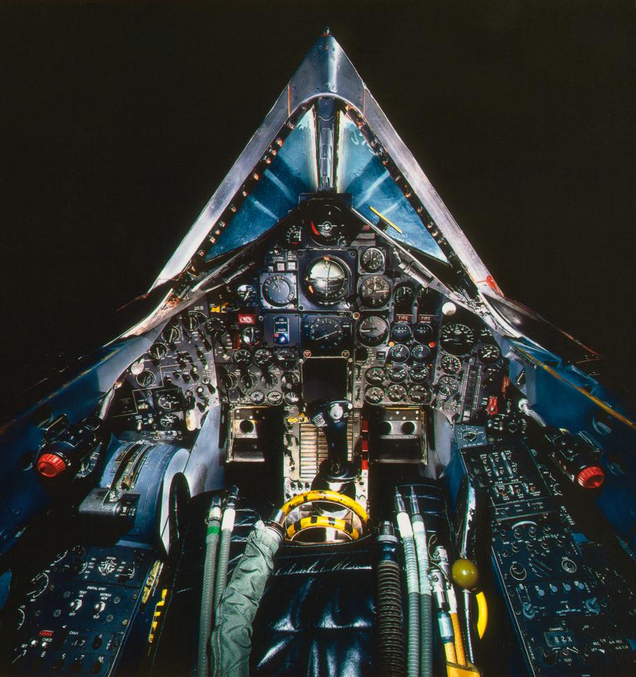 View from inside the cockpit of the Lockheed SR-71A Blackbird