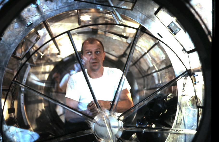 G. Samuel Mattingly in the Orbital Workshop mockup