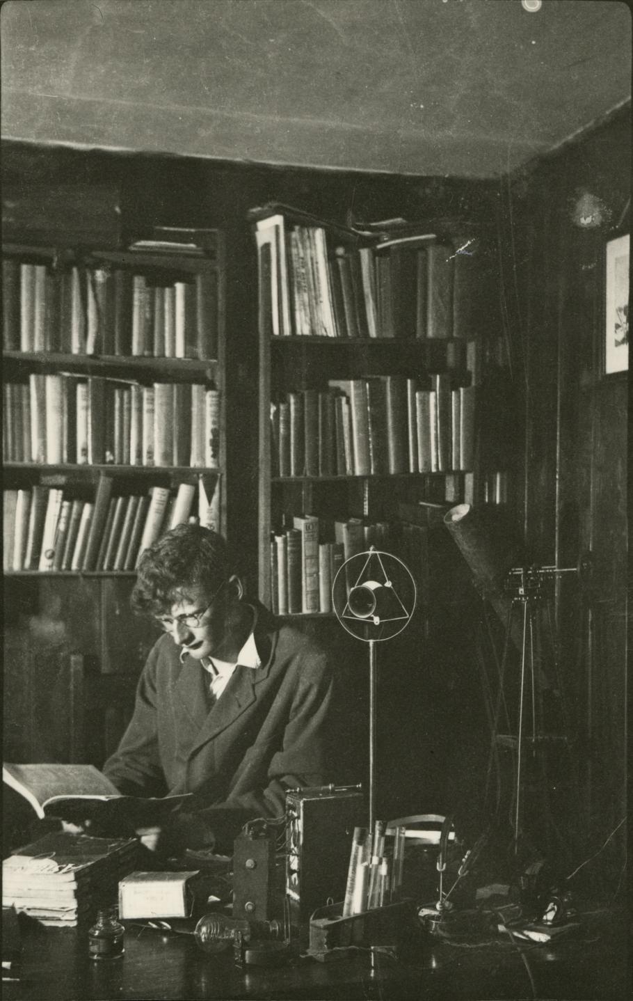 Arthur C. Clarke in his Study