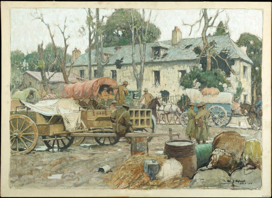 Wagons carrying supplies. 