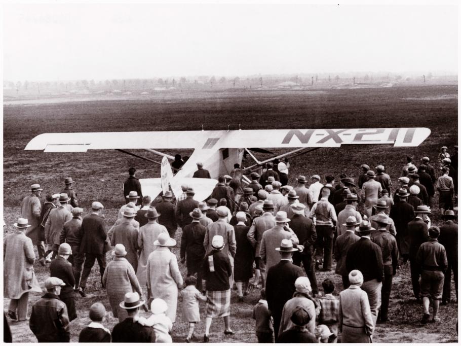 Lindbergh takes off from Roosevelt Field