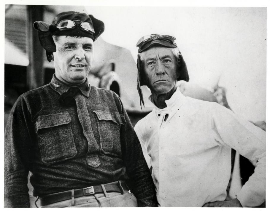 Two men in Pilots Caps and Goggles
