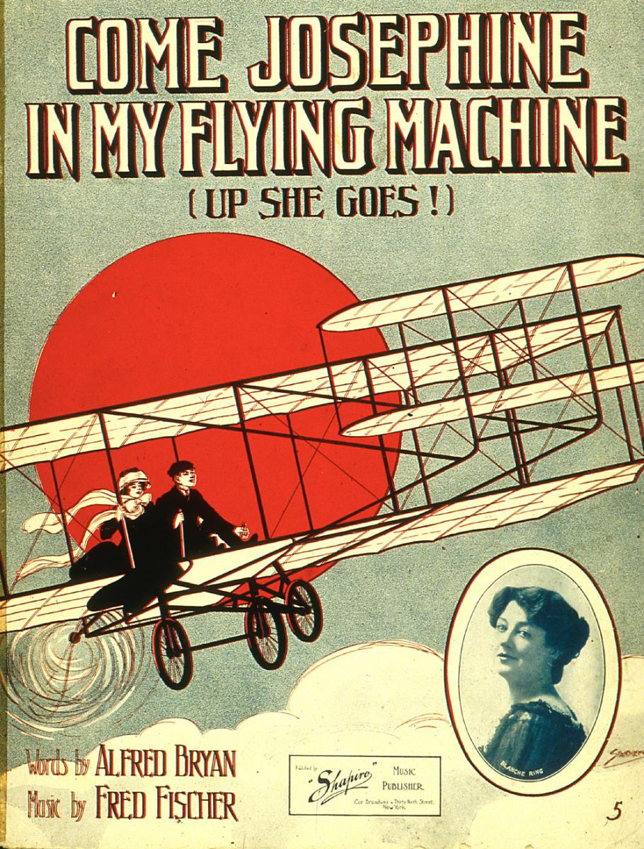 Sheet music cover featuring a biplane/ 