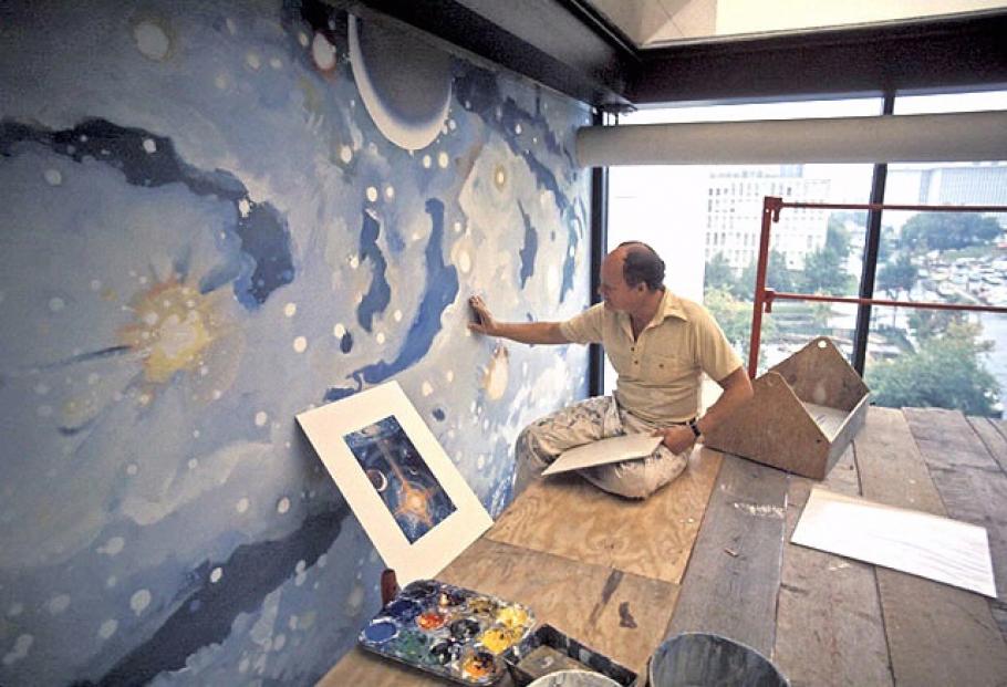 Robert McCall in front of A Cosmic View