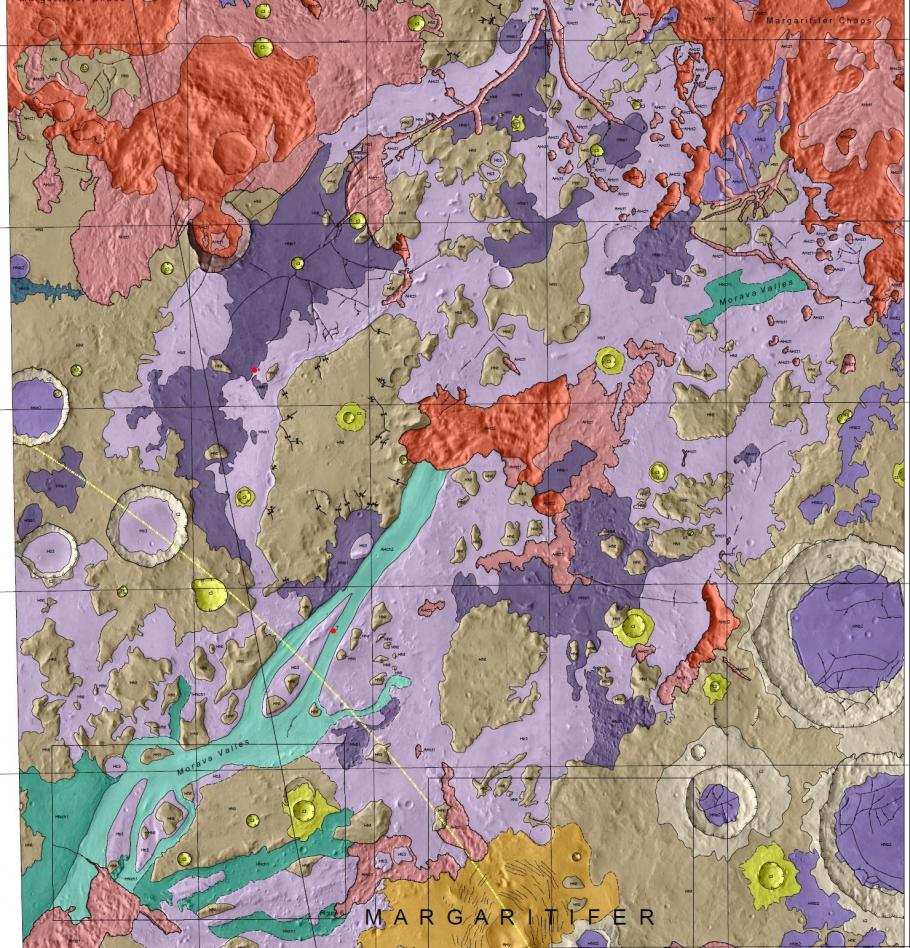 Geologic Map of Morava Valles and Margaritifer basin, Mars