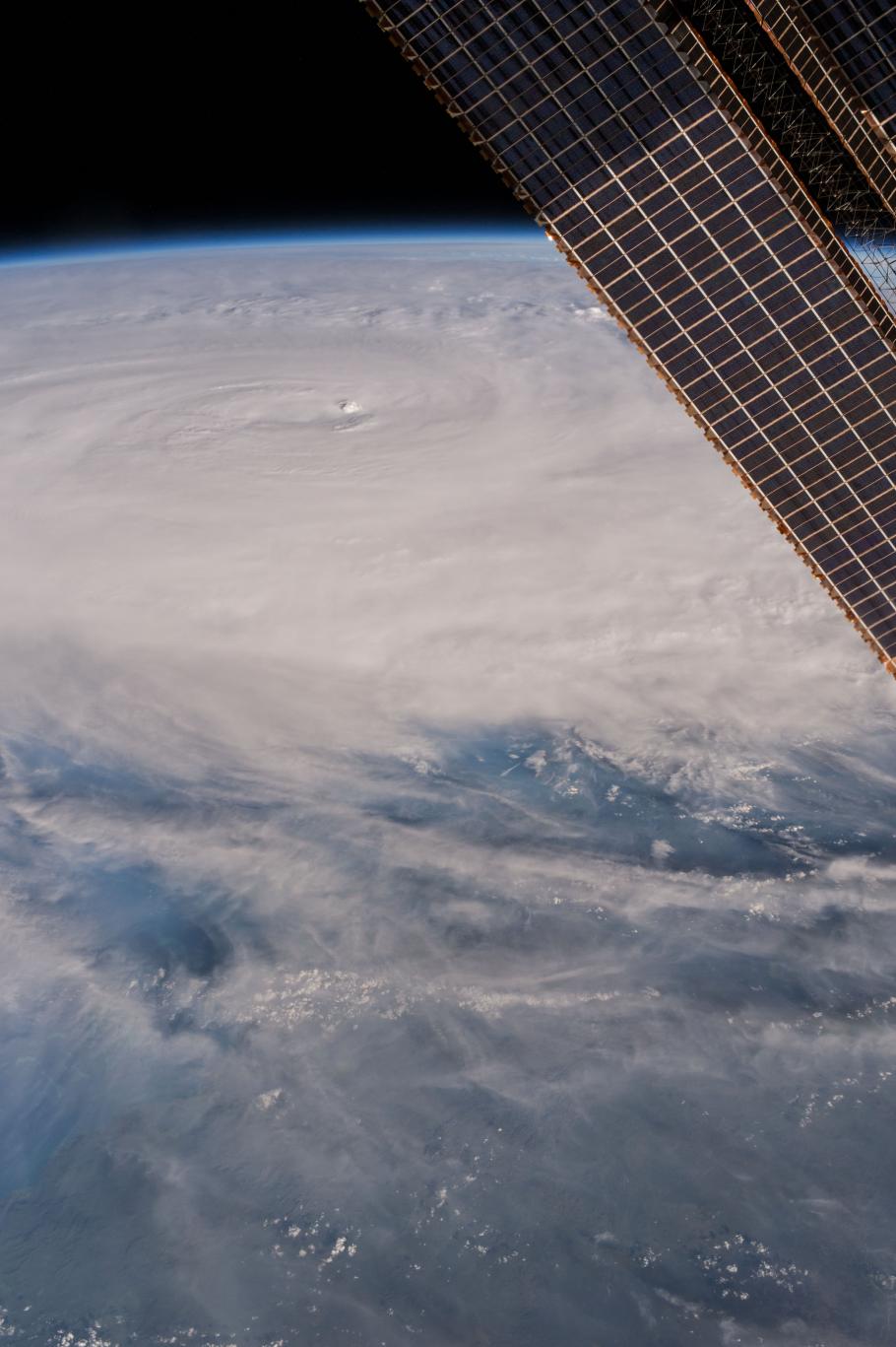An image of the Earth with a major storm apparent. 