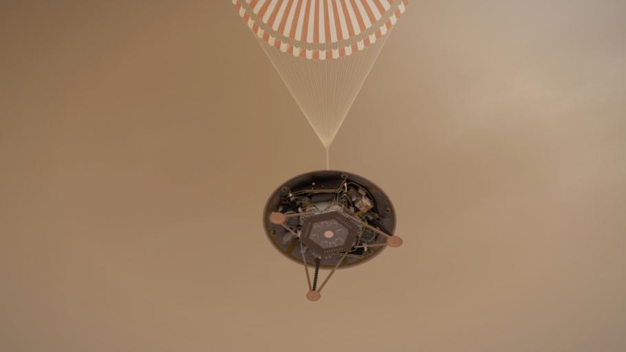 InSight on Its Parachute (Illustration)