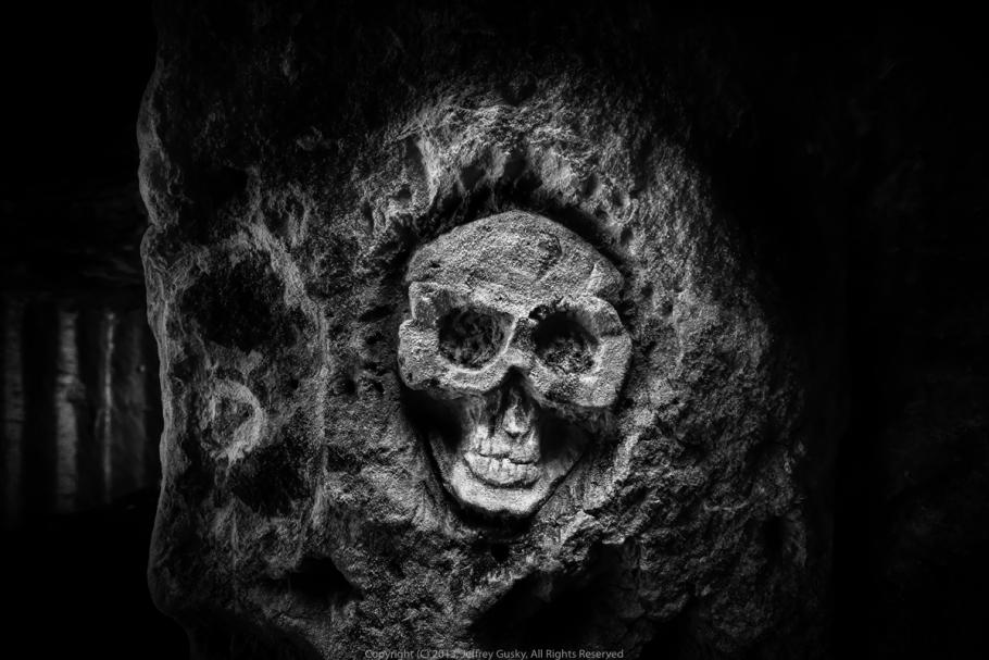 Skull engraved in stone. 