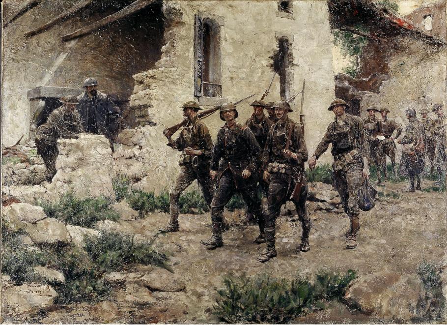 Soldiers walking. 