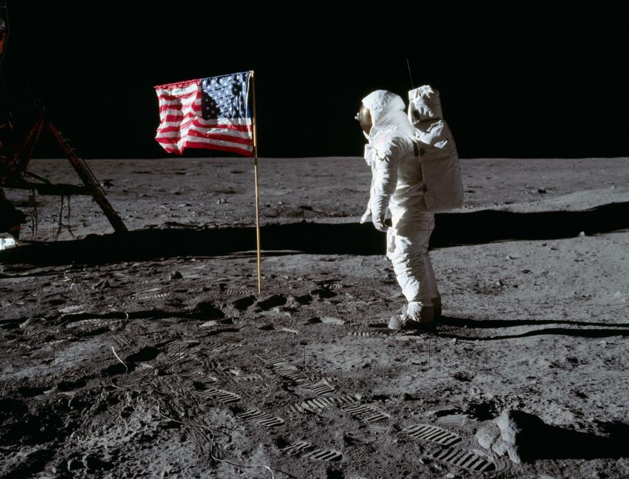 Buzz Aldrin and U.S. Flag