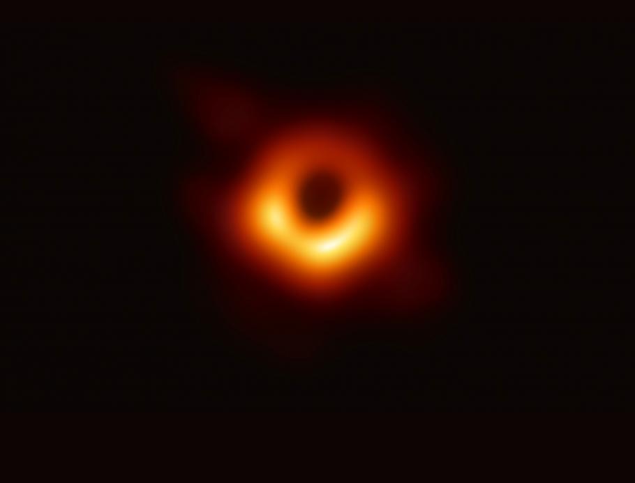 An orange ring against a black background. 
