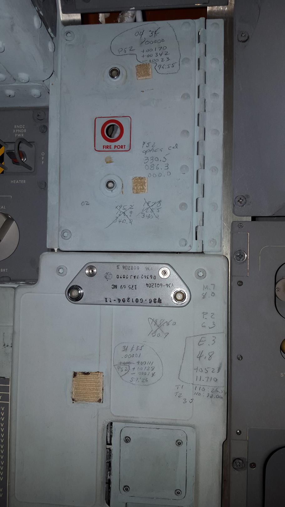 Markings inside the Apollo 11 Command Module