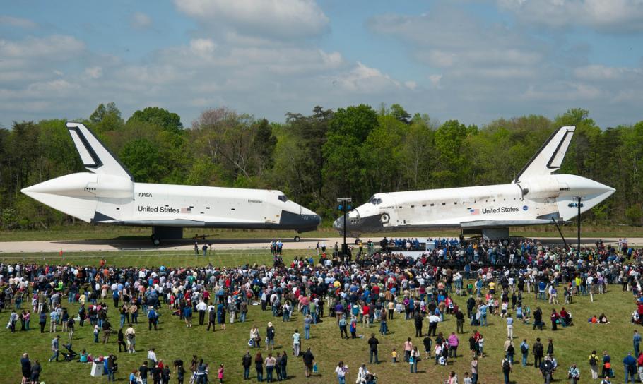 Space Shuttles Enterprise and Discovery Meet Nose-to-Nose