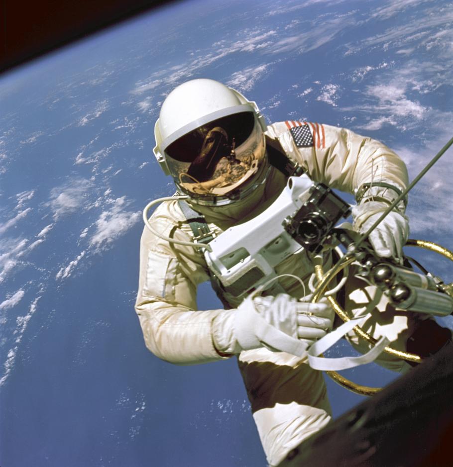 Astronaut Ed White during the First American Spacewalk 