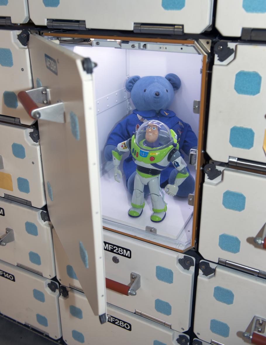 Buzz Lightyear and Magellan T. Bear in <i>Moving Beyond Earth</i>