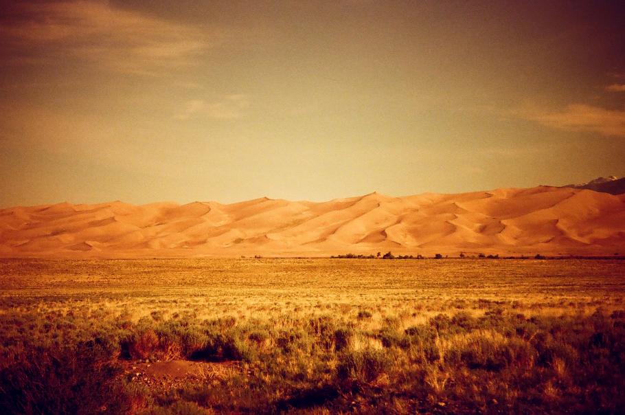 Filtered image of the sand dunes in landscape. 