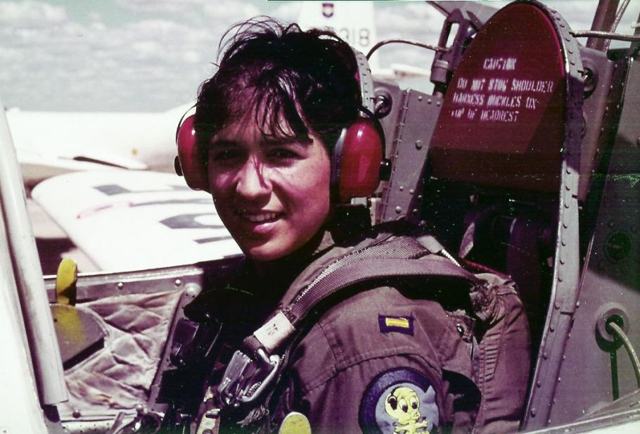 Retired Air Force Lt. Col. Olga Custodio, pictured in flight training.