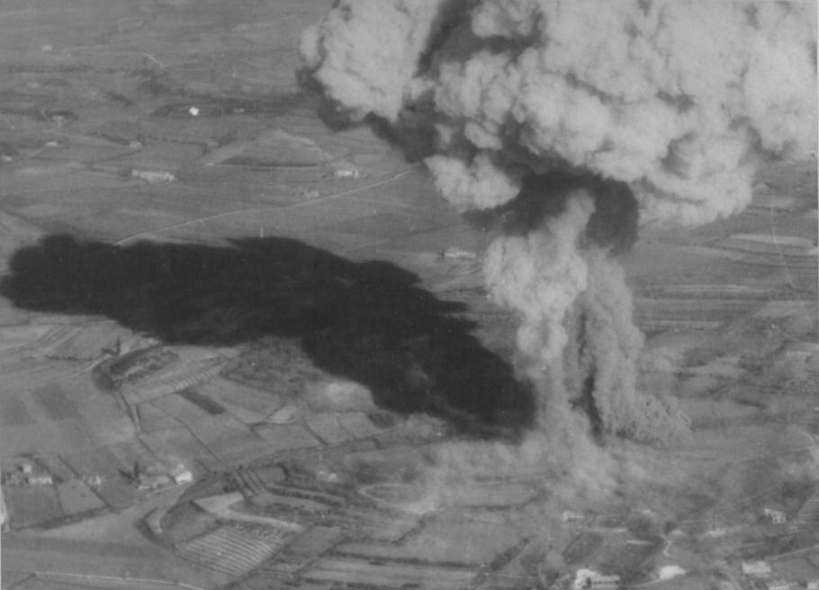 Italy explodes after being hit by Brazilian P-47s