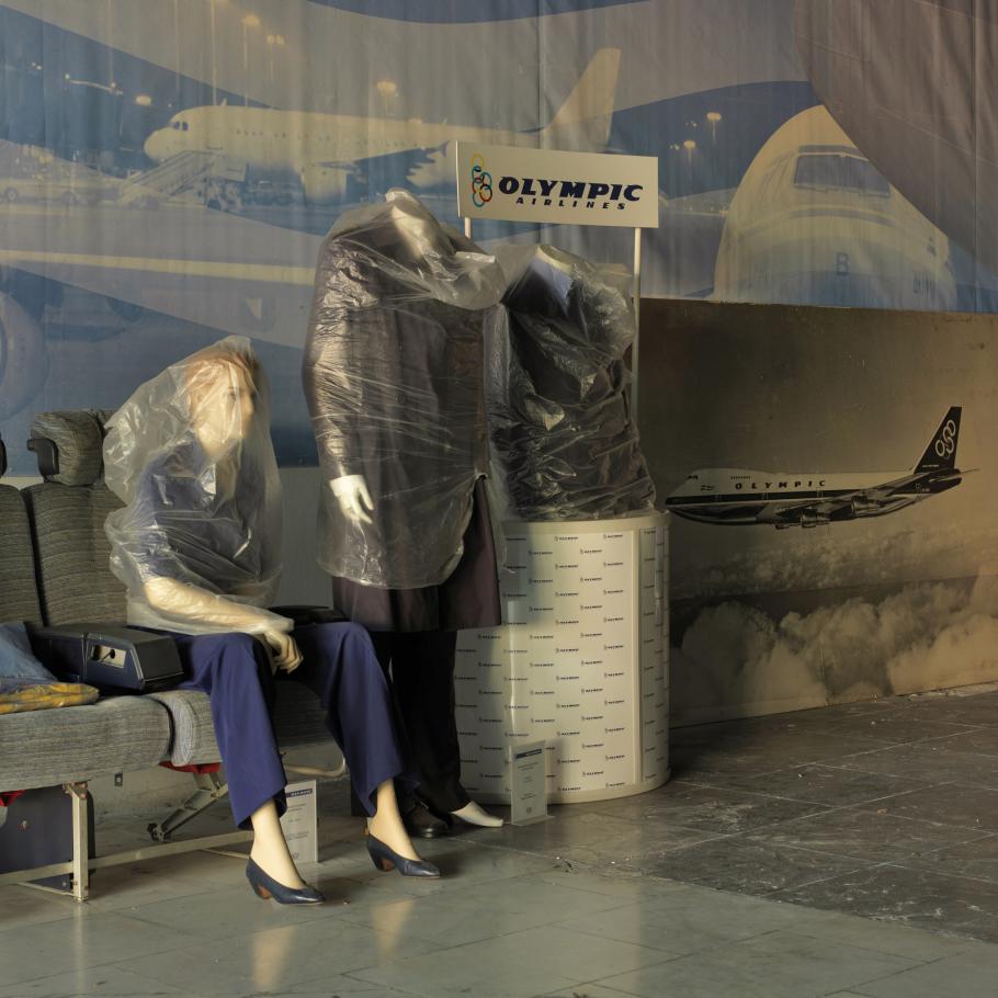 A view of the Ellinikon International Airport in Athens, Greece, which closed in 2001. This photo of wrapped-up mannequins in the now-defunct airport was taken in 2007.