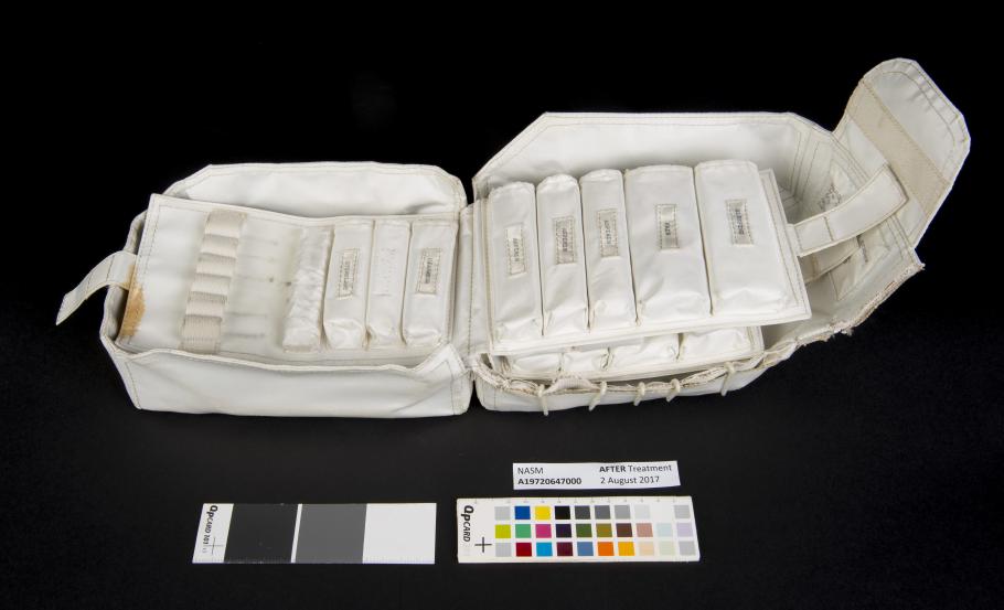 View of the interior of the medical accessory kit after medications were removed. 