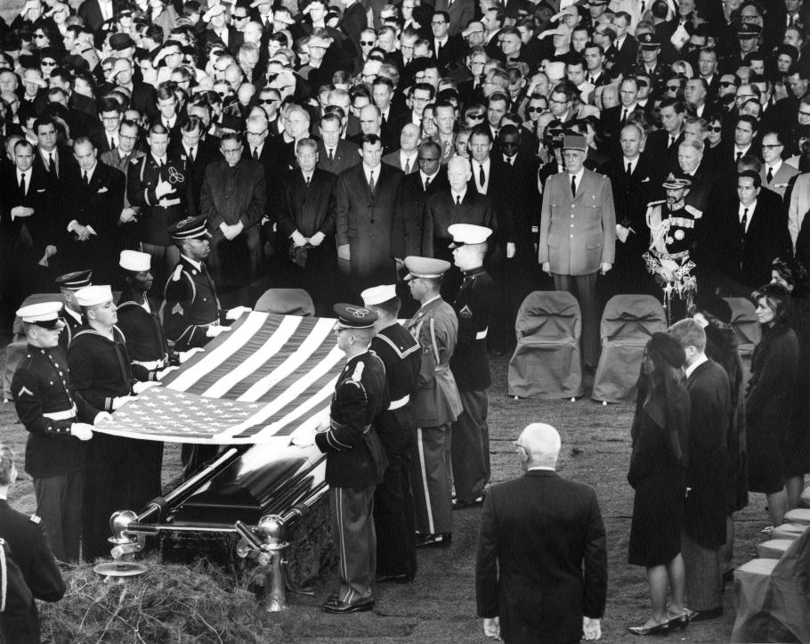 Burial and folding of the flag ceremony for President John F. Kennedy. 