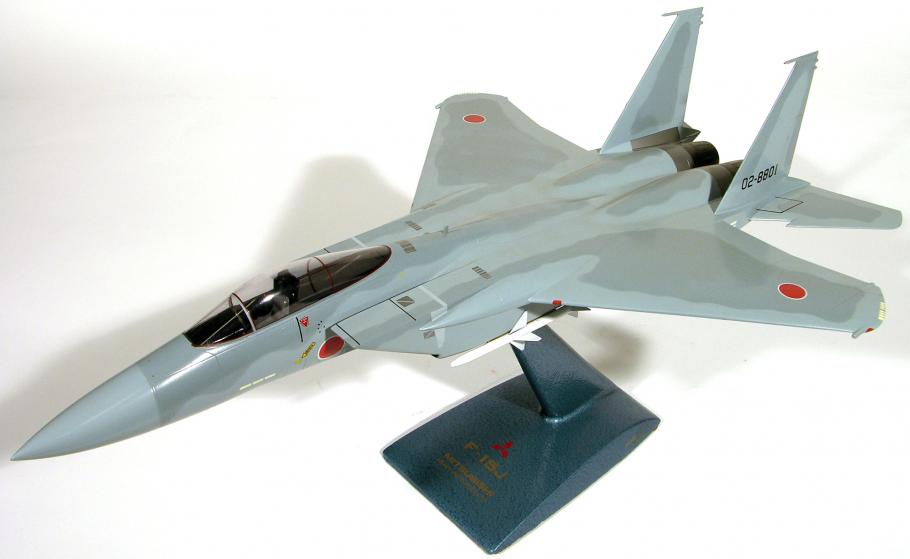 A model of a fighter jet plane. 