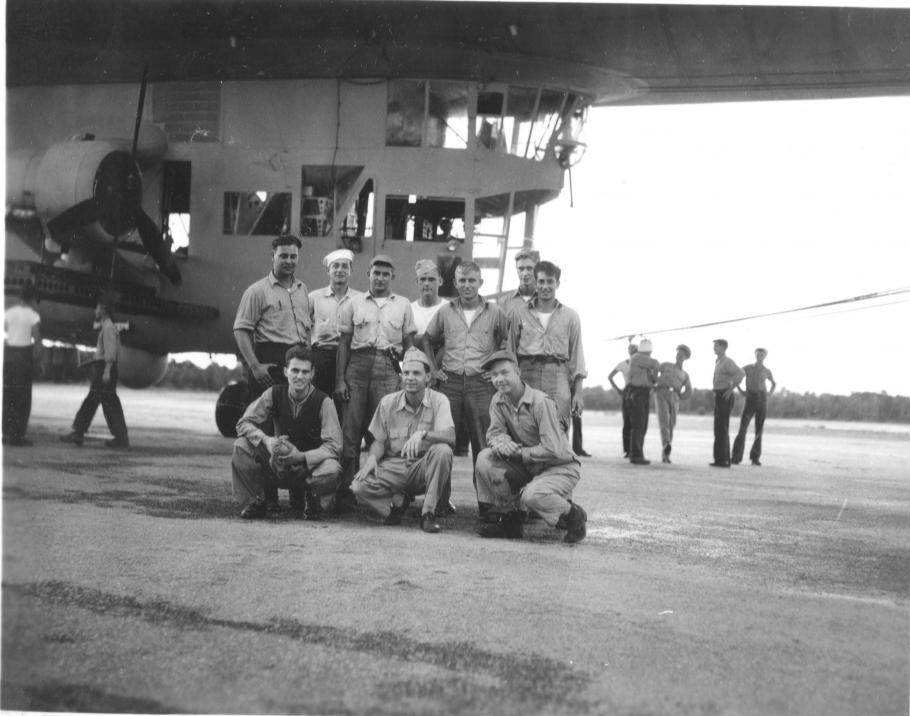 group of men pose in front of k-type airship