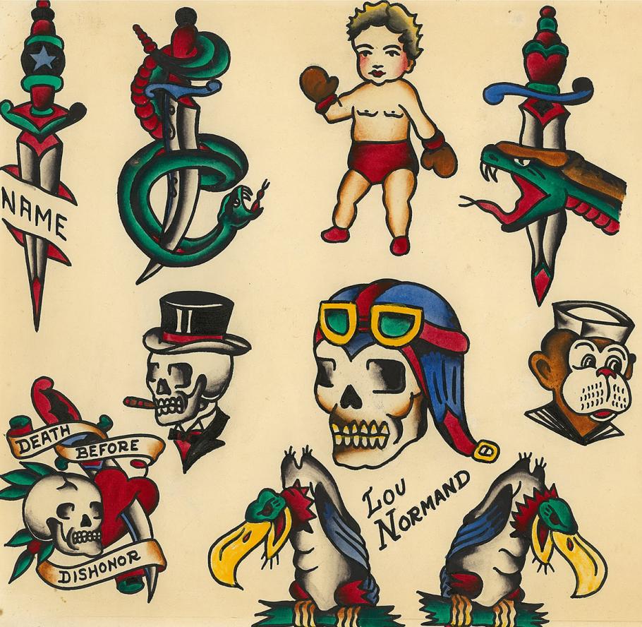 Tattoo flash art by Lou Normand