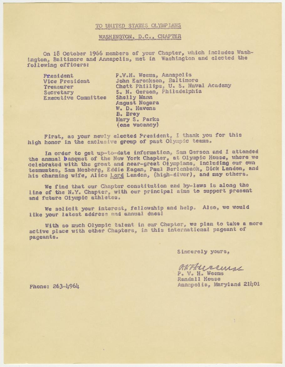 Reproduction of typed letter signed by Phillip P.V.H. Weems