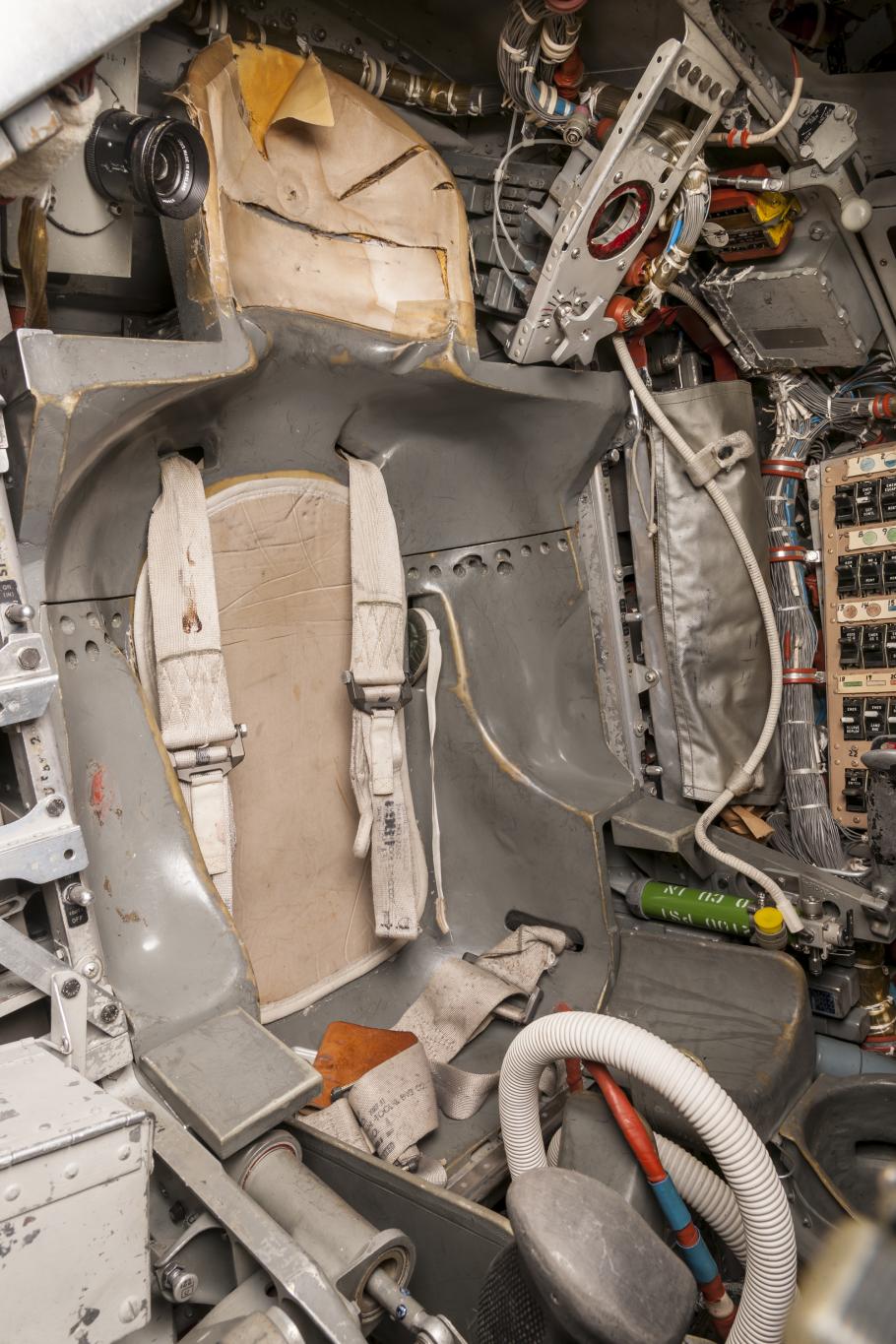 Interior of the capsule with astronaut seat visible. 