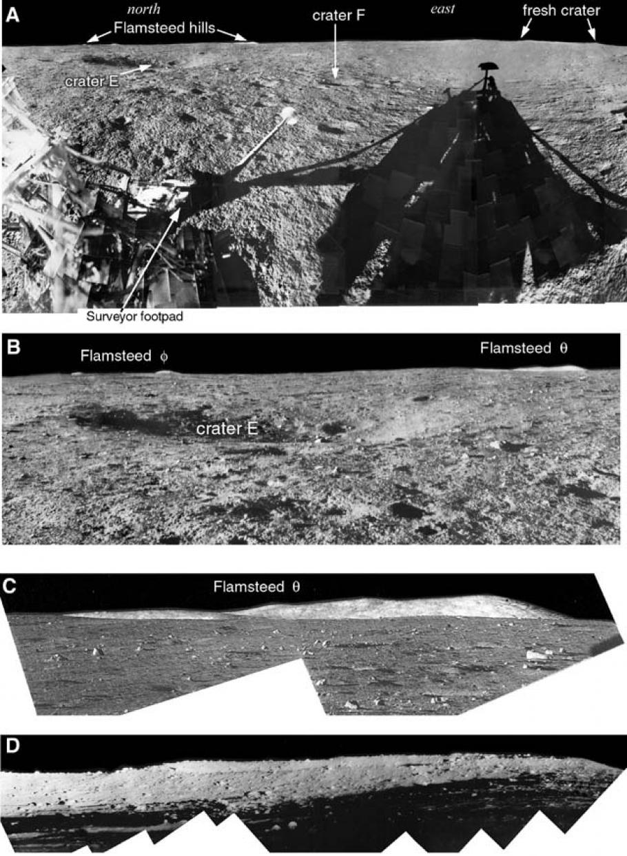 Panoramas captured by surveyor 1 on the moon