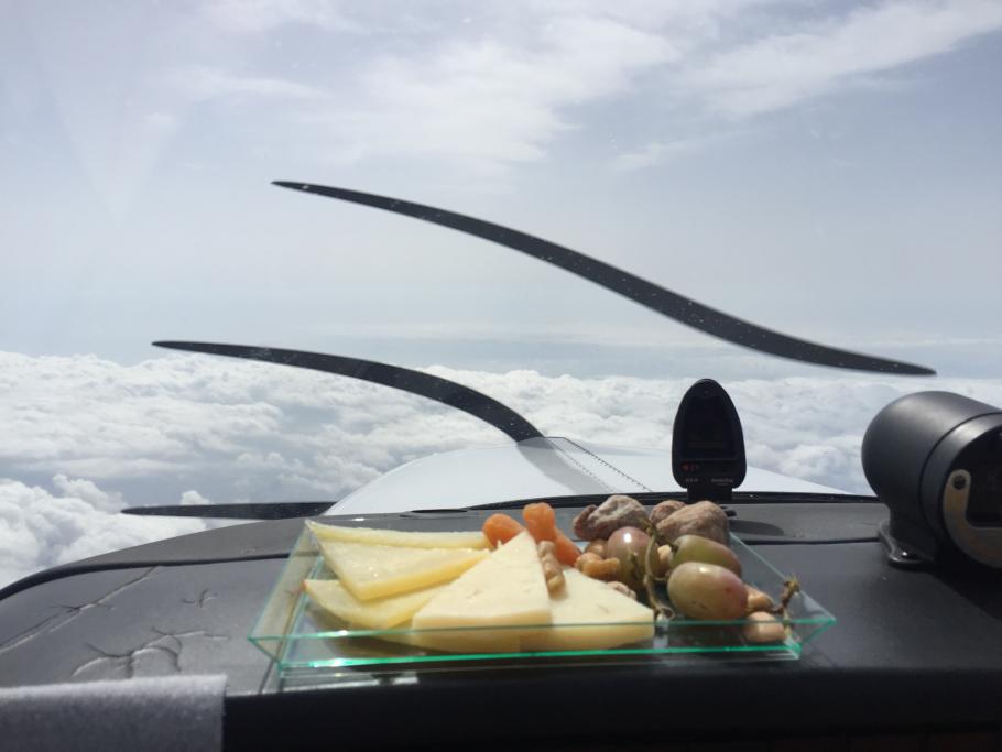 Shaesta Waiz's snack plate, showed in the cockpit of an aircraft.