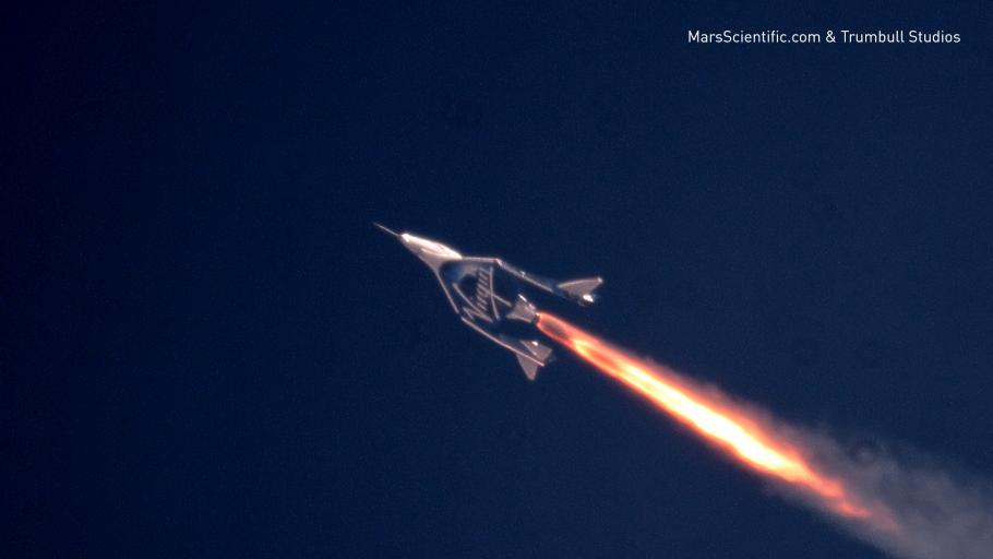 Virgin Galactic's SpaceShipTwo in flight, in December 2018.