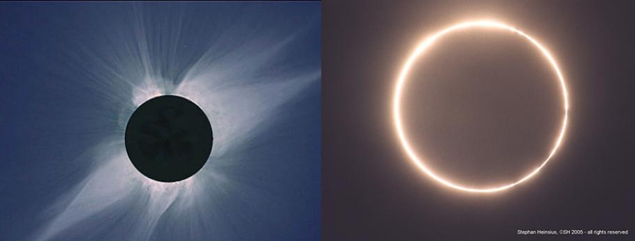 Two images of an eclipse side by side. 