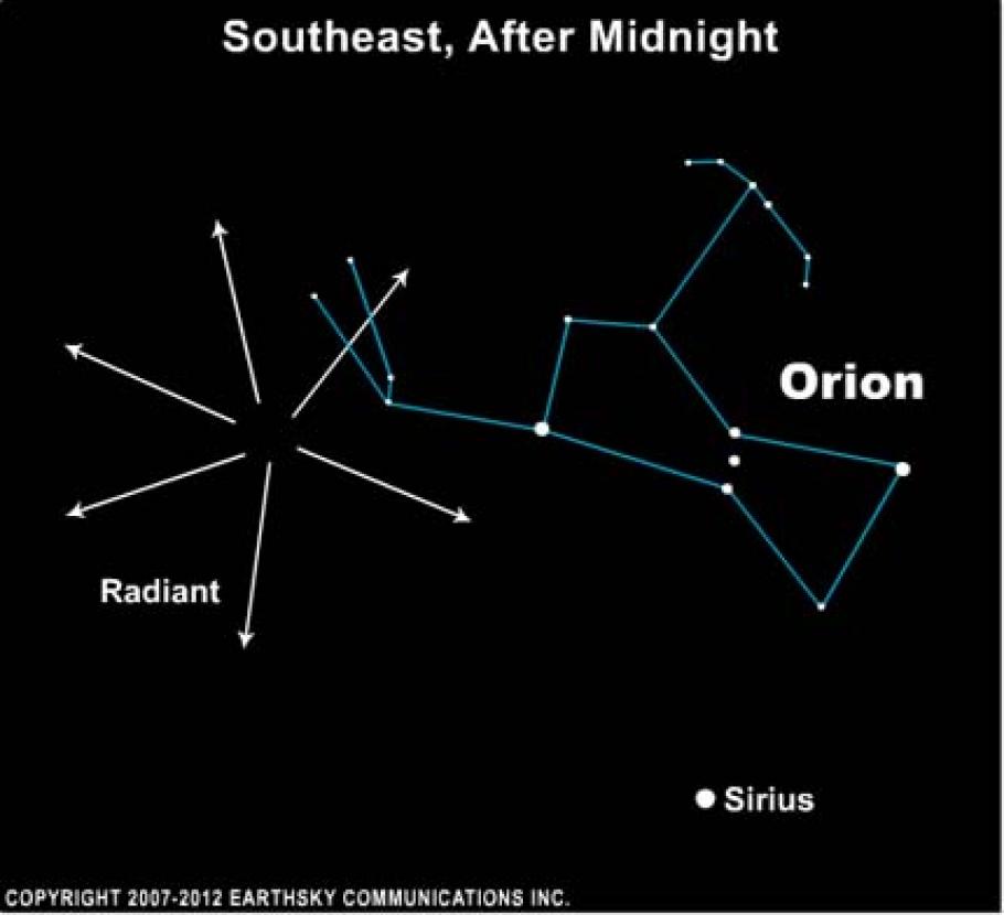 An image of the radiant of the Orionid meteor shower