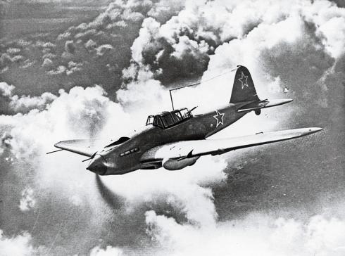 An IL-2 flying among the clouds during World War II. It’s sleak profile is more reminiscent of a fighter than a ground-attack aircraft.