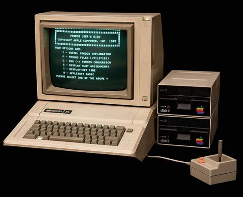 The Apple II computer, with its green-and-white screen, looks crude by today’s standards, but it was regarded as very sophisticated in the 1980s.