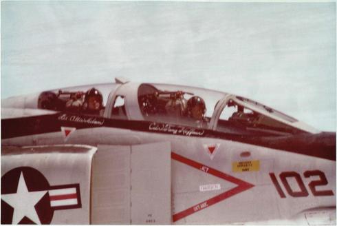 Victor Kovaleski and his RIO in the cockpit of their F-4, which scored the final air-to-air victory over North Vietnam.