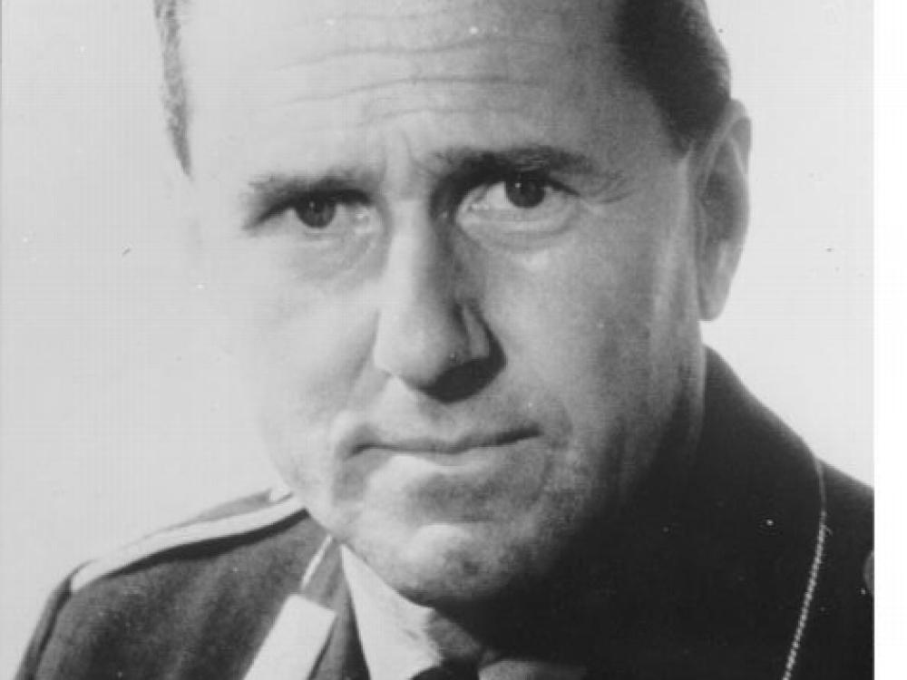 Portrait of Günter Rall, a white male Luftwaffe pilot, during the 1970s when he served as Luftwaffe's Inspector General.