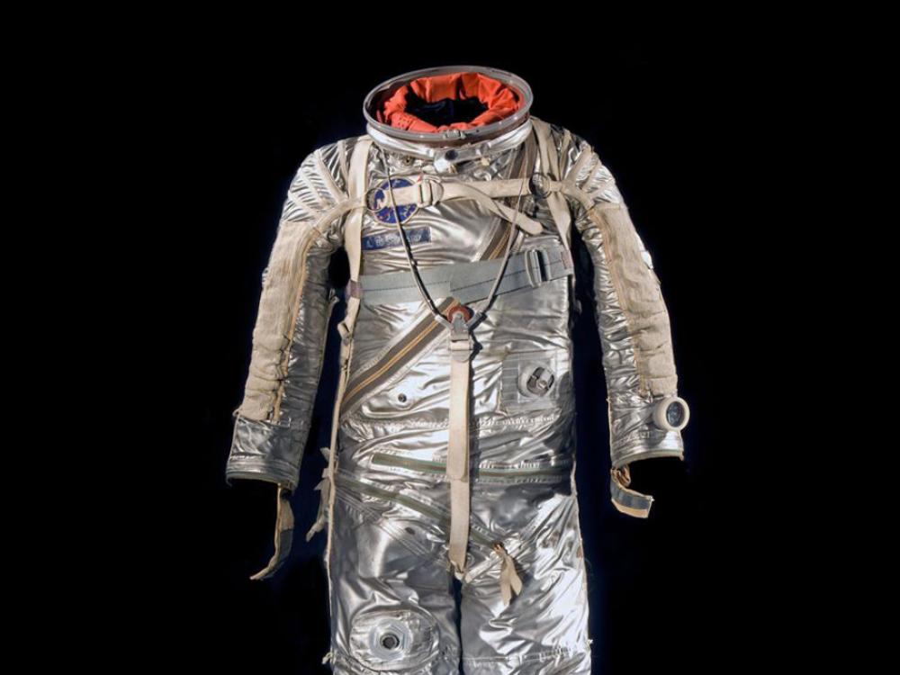 A silver astronaut suit. 