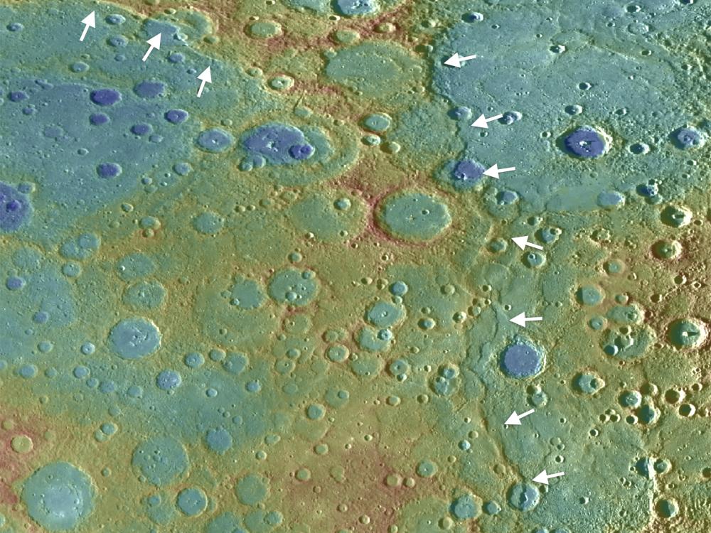 Prominent linear cluster of fault scarps on Mercury.