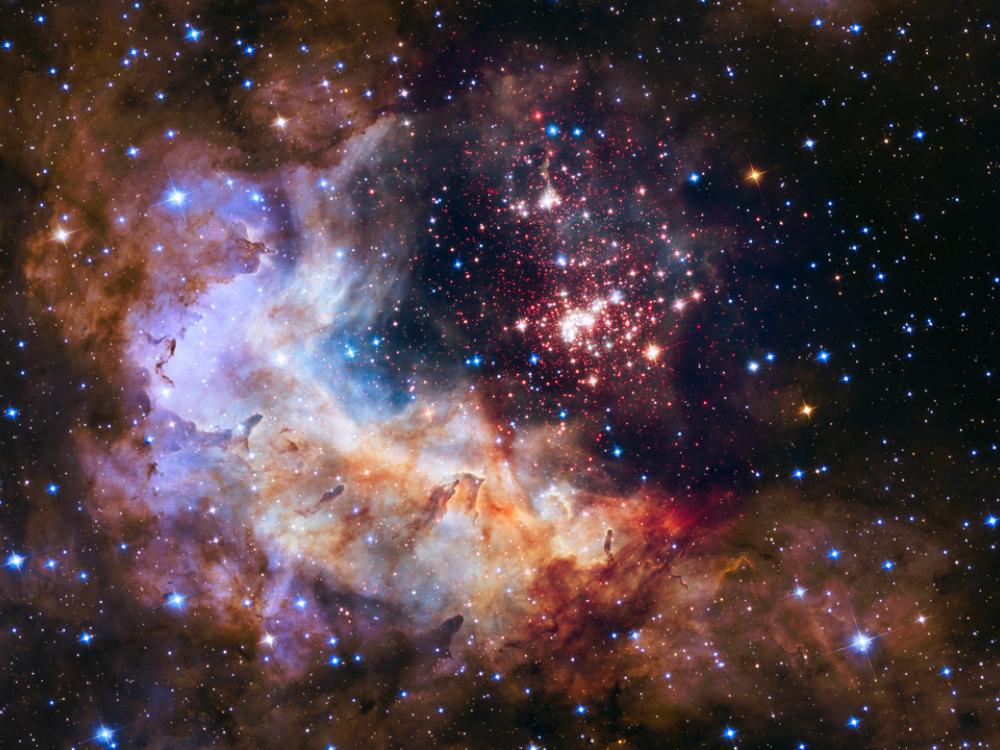 Stars and cloud like formations in space. 