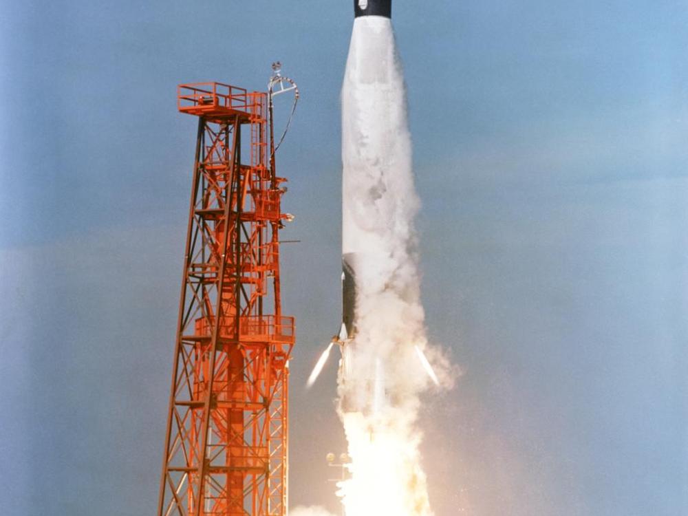 Launch of Mercury-Atlas 5 (MA-5) carrying Enos