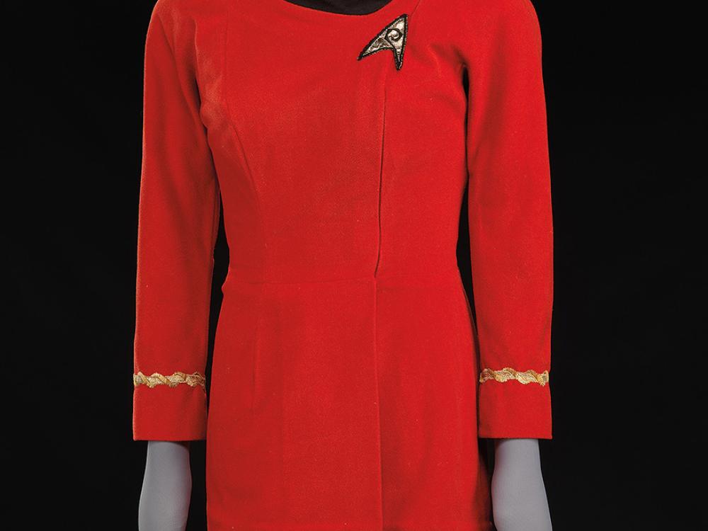 The original red uniform worn by Nichelle Nichols is now part of the collection at the National Museum of African American History and Culture.