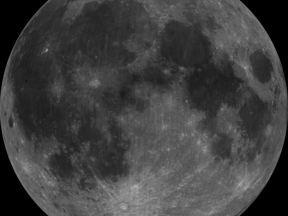 An image of the nearside of the Moon.