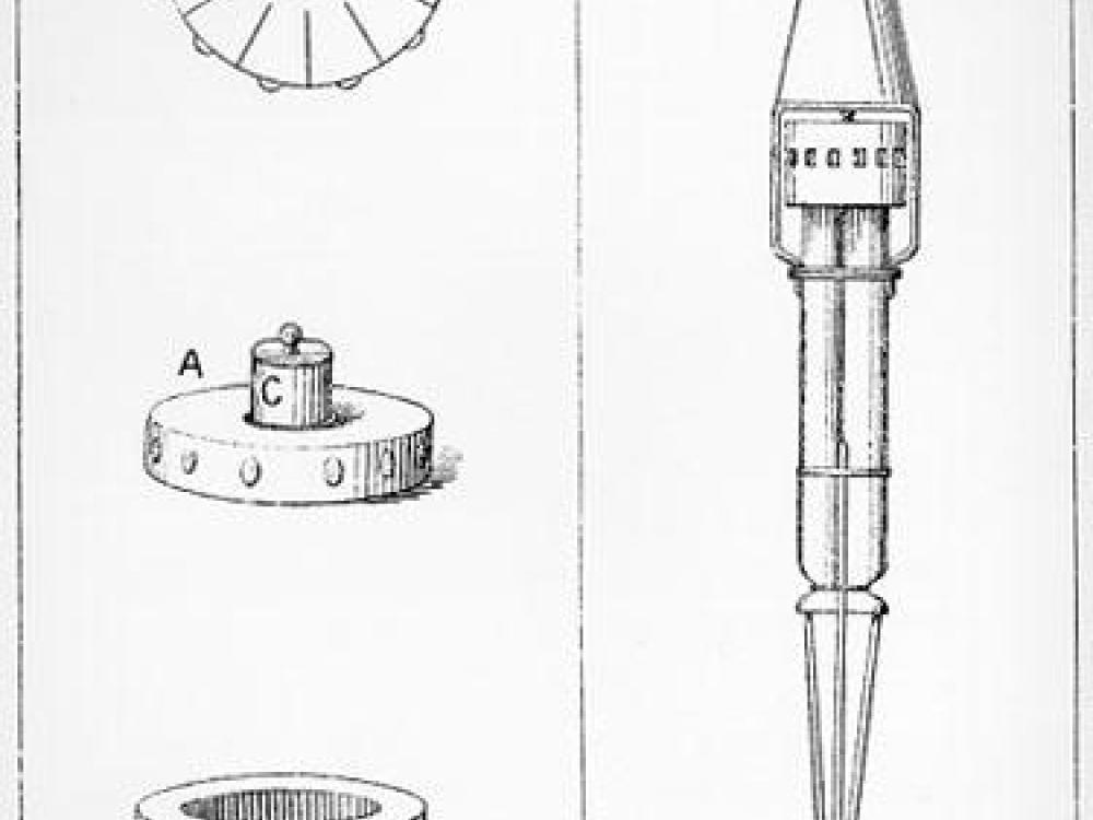 A drawing of a simple spear shaped rocket.