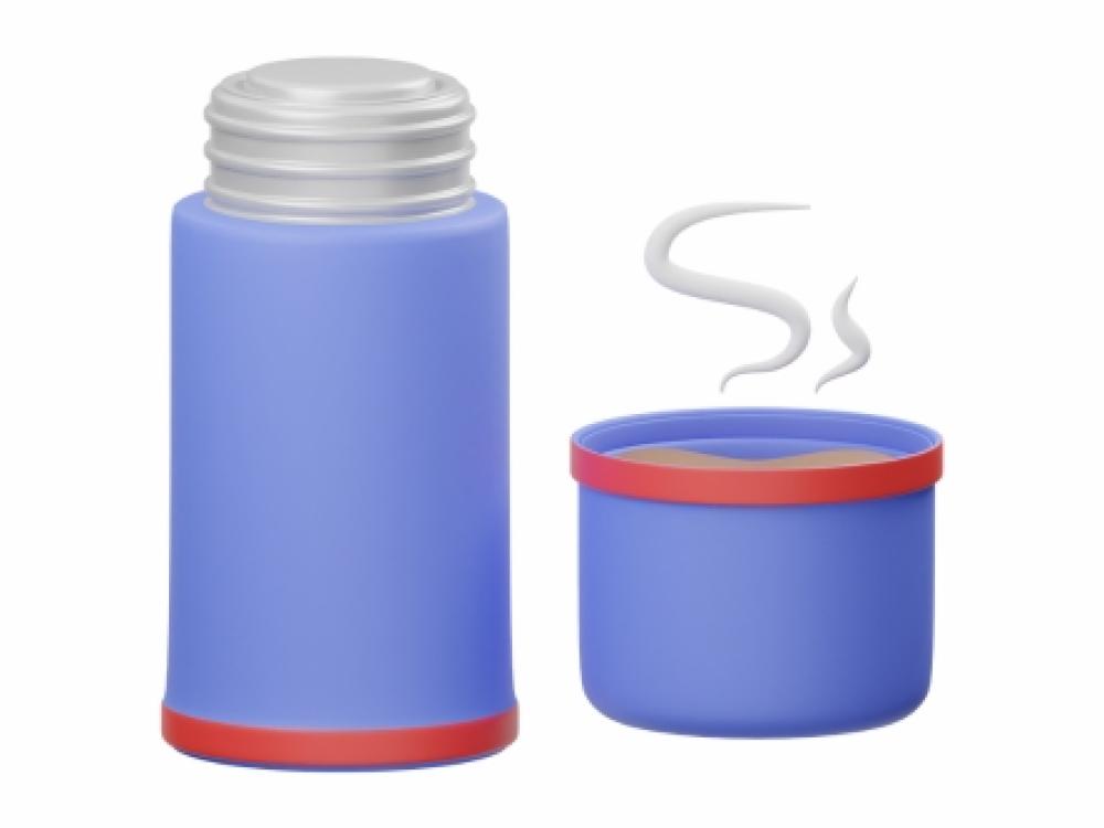 An illustration of a blue thermos.