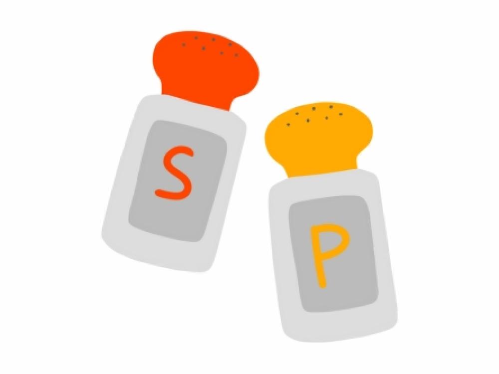 An illustration of salt and pepper shakers. 