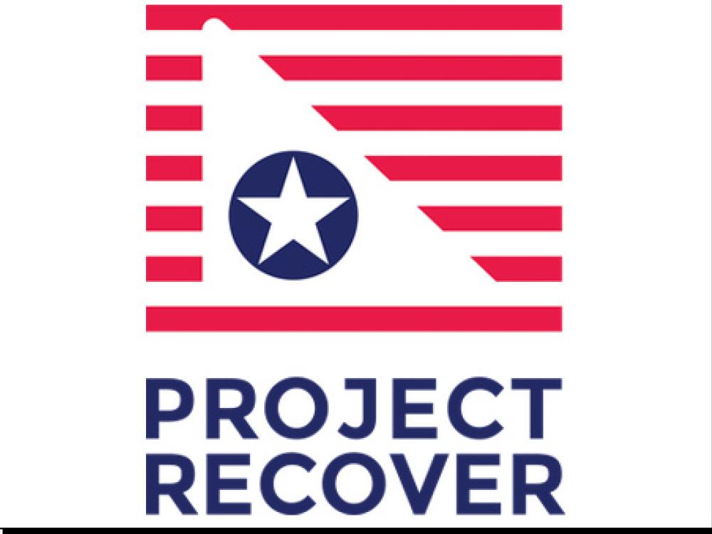 The logo for Project Recover, showing an abstract of a folded flag.